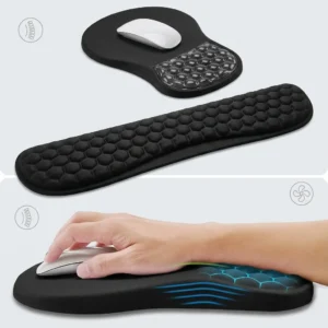 Ergonomic Mouse Pad Wrist Support with Memory Foam Massage Bulge, Carpal Tunnel Pain Relief Mousepad Wrist Rest for Mouse(12x8 inch, Black)