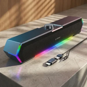 LENRUE G11 Computer Speakers for Desktop, Touch Lights PC Speakers with Surge Clear Sound, USB C/USB Powered, AUX Audio for Computer Desktop PC Laptop Desk